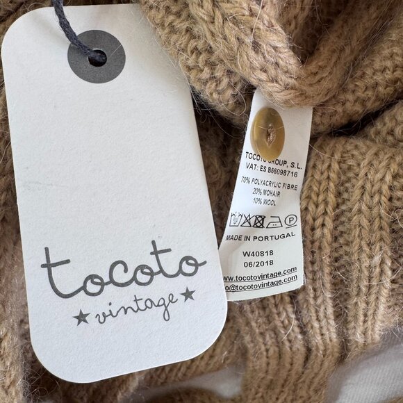 TOCOTO VINTAGE - KNITTED OVERALLS - LIGHT BROWN - 20% MOHAIR 10% WOOL - 6M - NWT - Picture 2 of 4